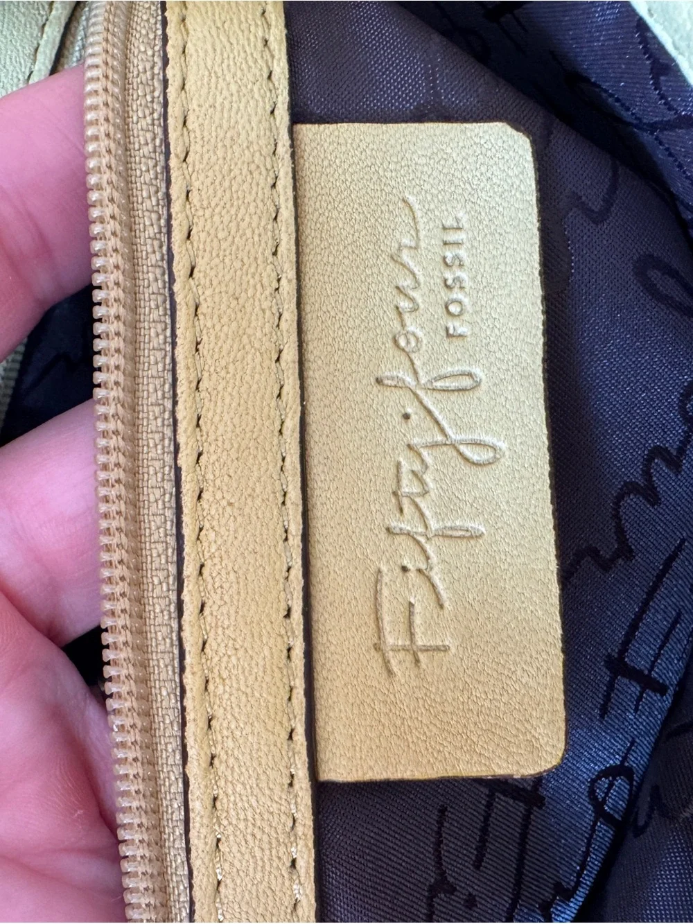 Fossil Fifty Four Yellow, White & Purple Leather Fold-Over Wristlet Clutch